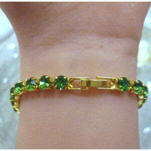 Emerald round cut gemstone 8k ladies bracelet 14k yellow gold filled